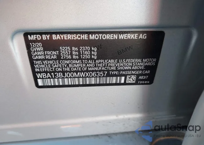 WBA13BJ00MWX06357: 44187744