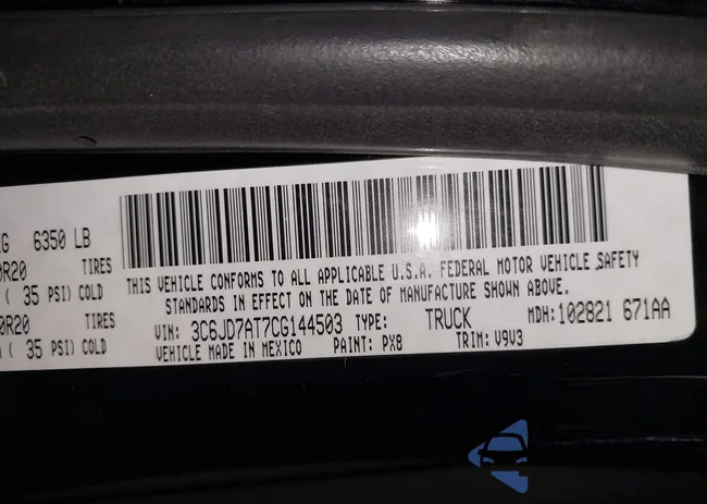 3C6JD7AT7CG144503: 44187930