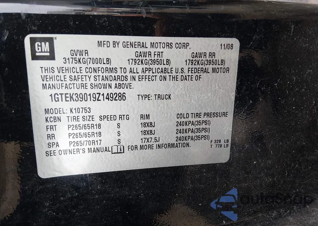 1GTEK39019Z149286: 44187980