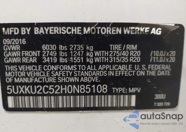 5UXKU2C52H0N85108: 44187995