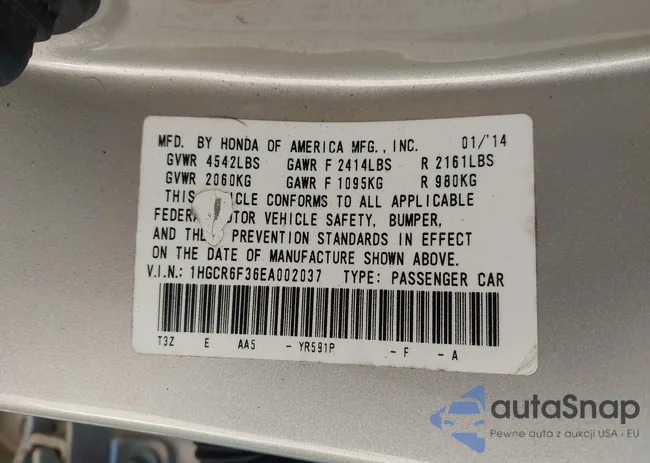 1HGCR6F36EA002037: 44187146