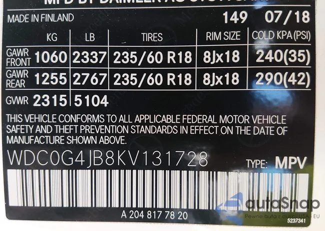 WDC0G4JB8KV131728: 44187176