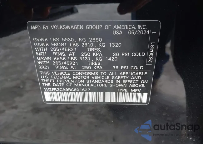 1V2FR2CA9RC601627: 44187203