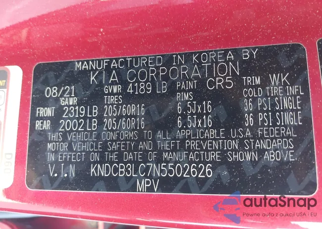 KNDCB3LC7N5502626: 44187310