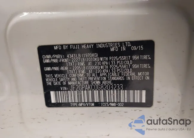 JF2GPAKC0G8203233: 44187387