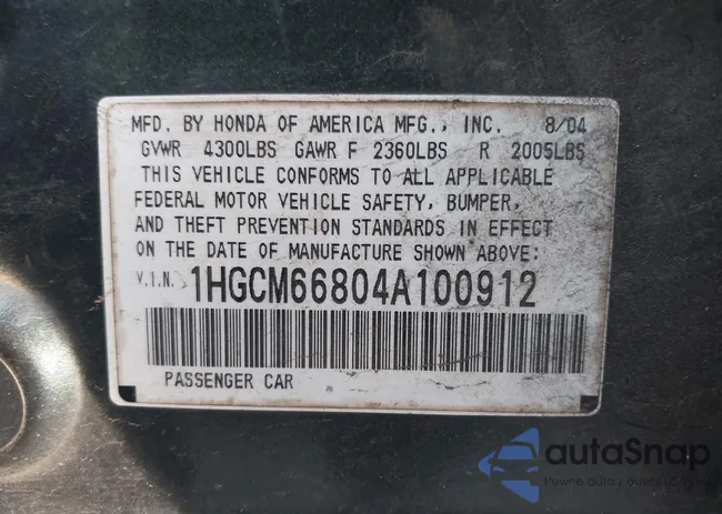 1HGCM66804A100912: 44188415