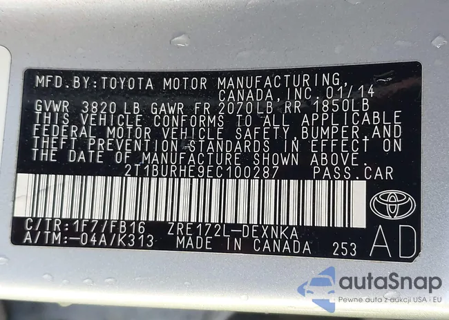 2T1BURHE9EC100287: 44188670