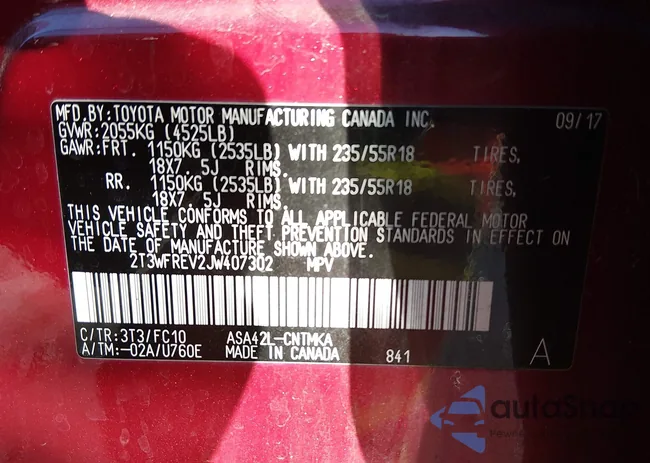 2T3WFREV2JW407302: 44188680