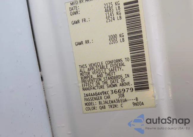 1N4AA6AV9KC366979: 44188727