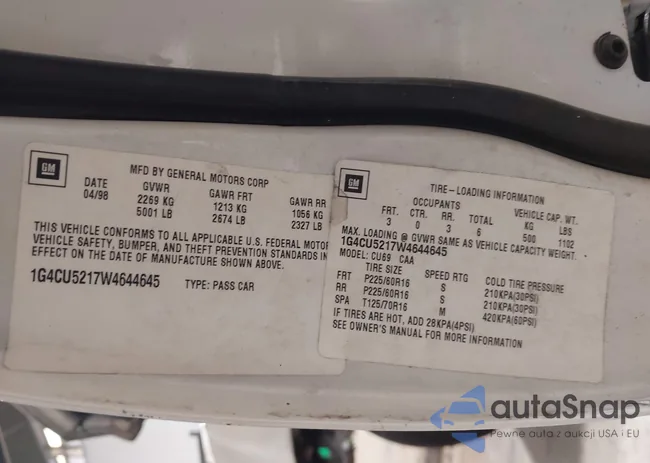 1G4CU5217W4644645: 44188758