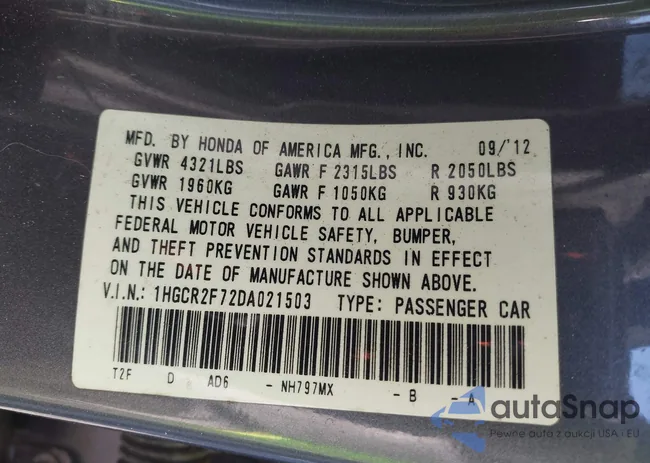 1HGCR2F72DA021503: 44188800