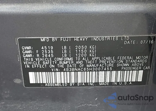 4S3BNAC65H3007455: 44188886