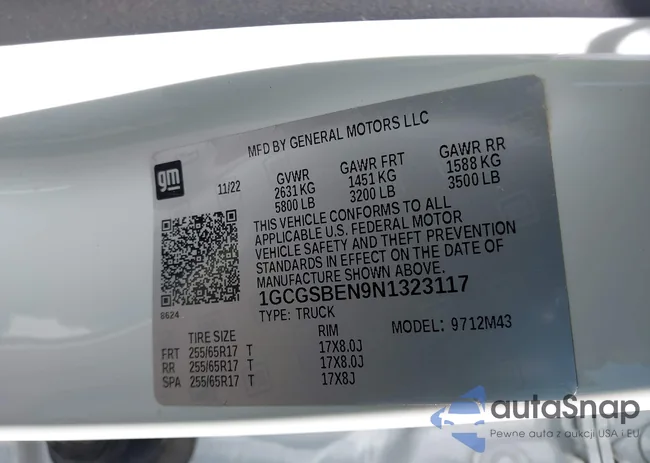 1GCGSBEN9N1323117: 44188890