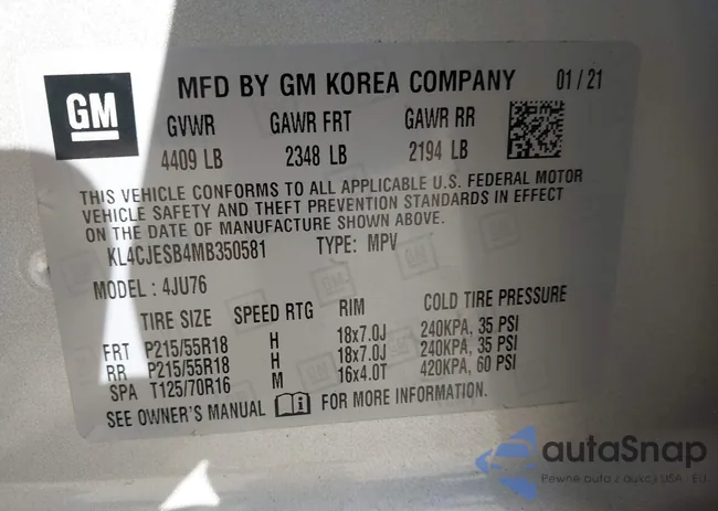 KL4CJESB4MB350581: 44188927