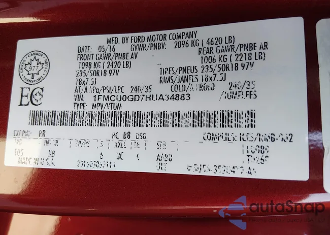 1FMCU0GD7HUA34883: 44188202