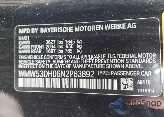 WMW53DH06N2P83892: 44188203
