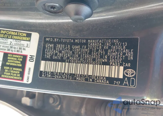 2T1BURHE5EC056501: 44188385