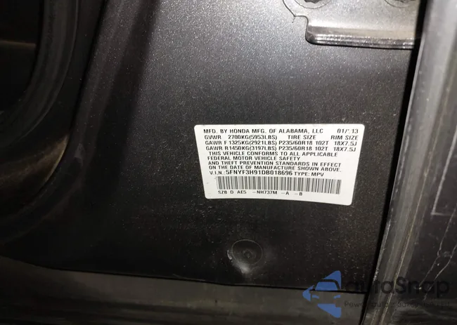 5FNYF3H91DB018696: 44189409