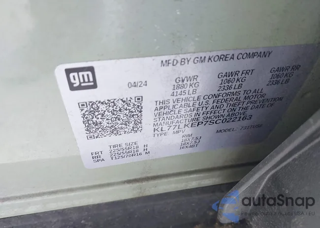 KL77LKEP7SC022163: 44189497