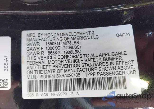 19UDE4H6XRA026438: 44189558