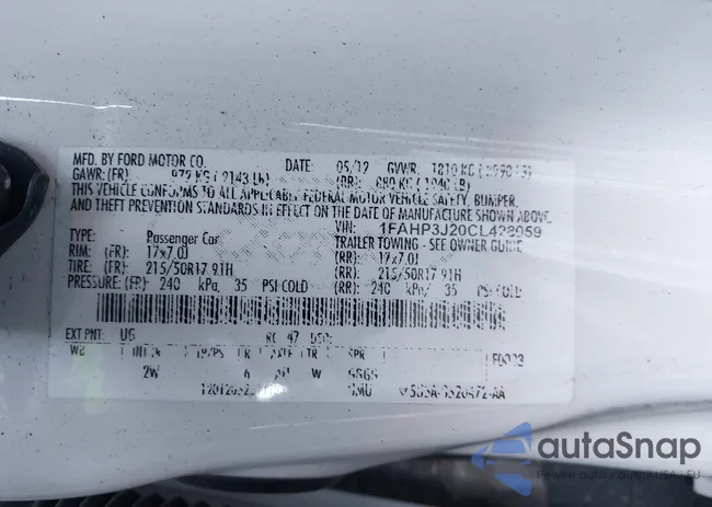 1FAHP3J20CL428059: 44189670