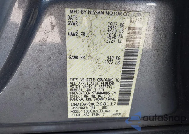 1N4AL3AP9HC268117: 44189796