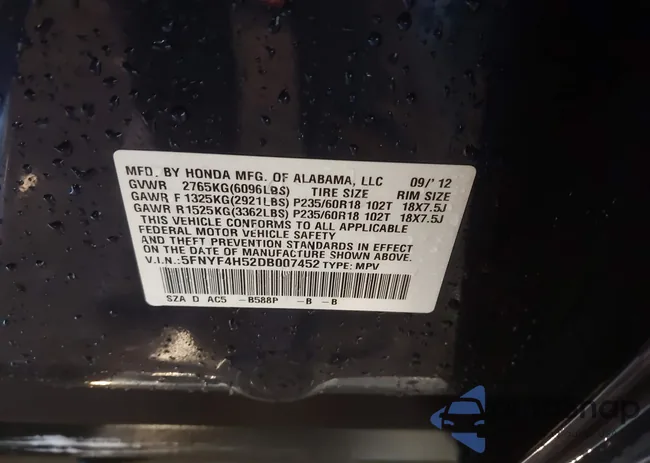 5FNYF4H52DB007452: 44189805