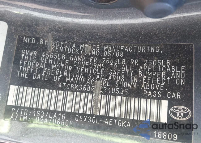 4T1BK36B28U310535: 44189820