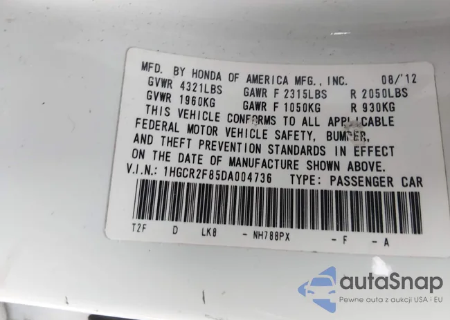 1HGCR2F85DA004736: 44189847