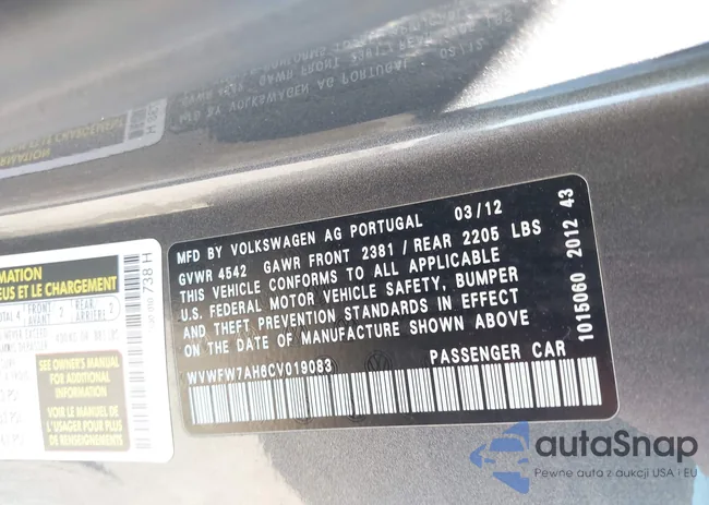 WVWFW7AH6CV019083: 44189902