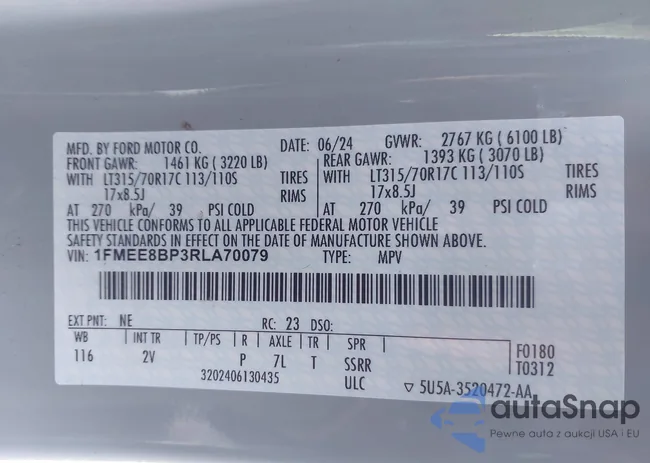 1FMEE8BP3RLA70079: 44189964