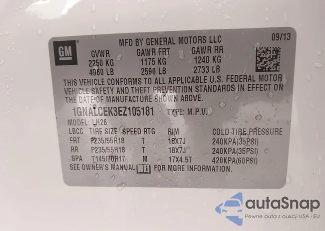 1GNALCEK3EZ105181: 44189979