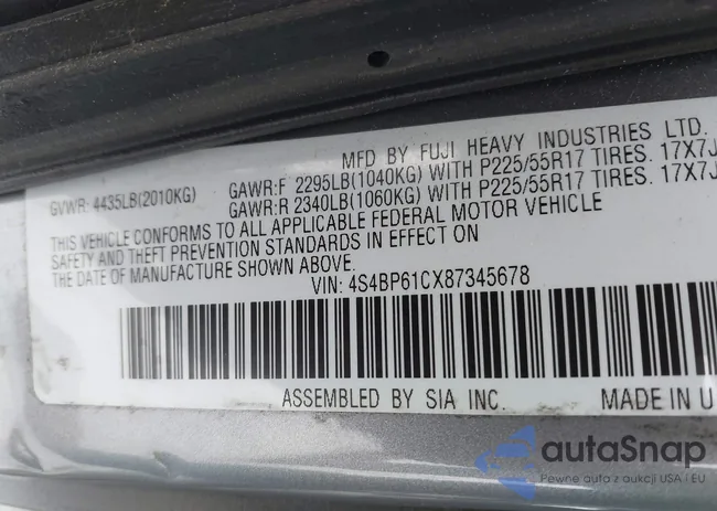 4S4BP61CX87345678: 44189123