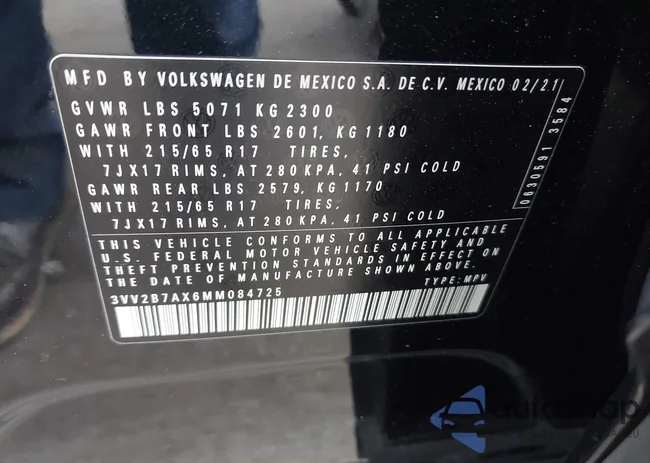 3VV2B7AX6MM084725: 44189146