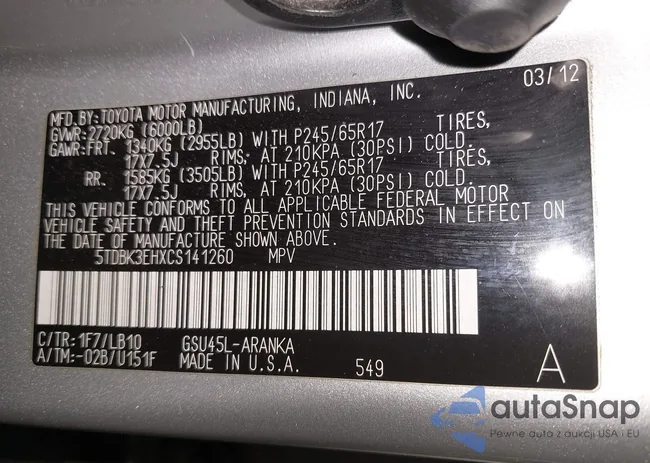 5TDBK3EHXCS141260: 44189227