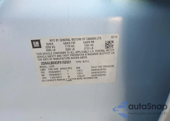 2GNALBEK5F6192931: 44189250