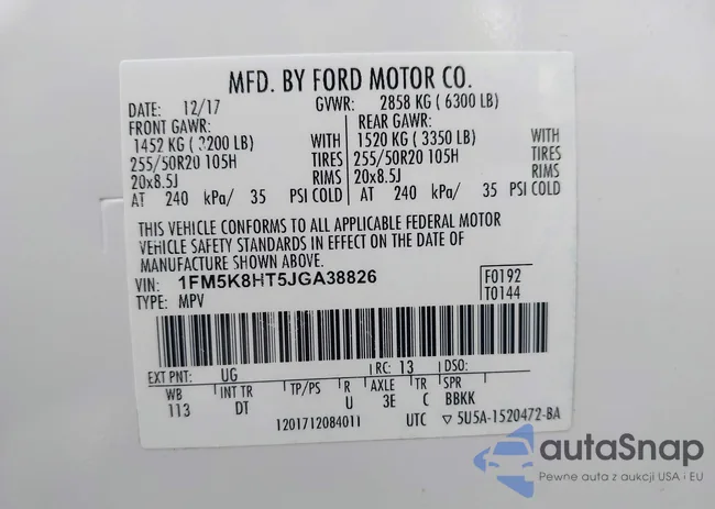 1FM5K8HT5JGA38826: 44189382