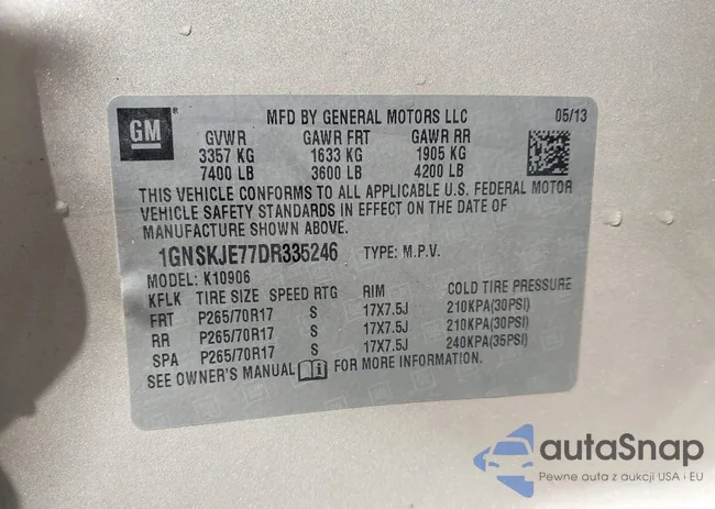 1GNSKJE77DR335246: 44190413