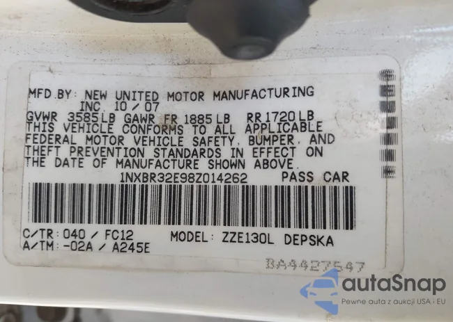 1NXBR32E98Z014262: 44190473