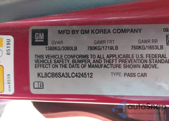 KL8CB6SA3LC424512: 44190481