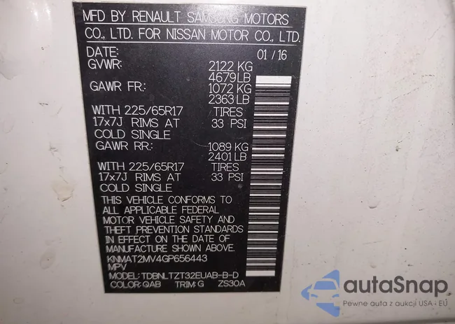 KNMAT2MV4GP656443: 44190503