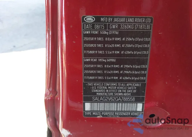 SALAG2V62GA788558: 44190609