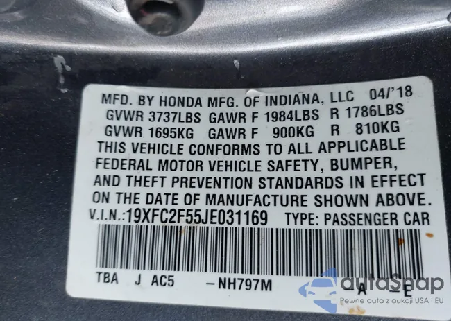 19XFC2F55JE031169: 44190611