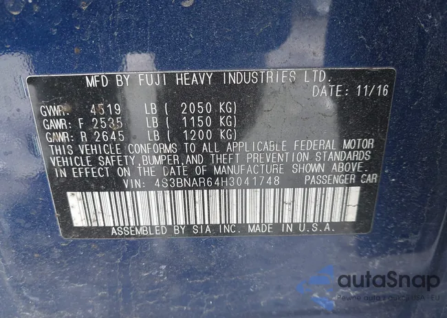 4S3BNAR64H3041748: 44190657