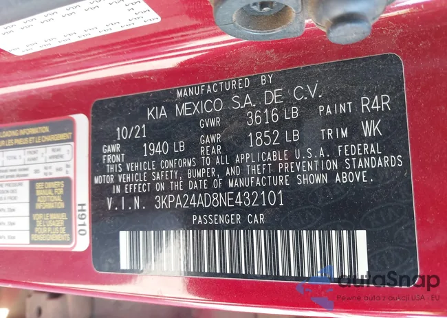 3KPA24AD8NE432101: 44190700