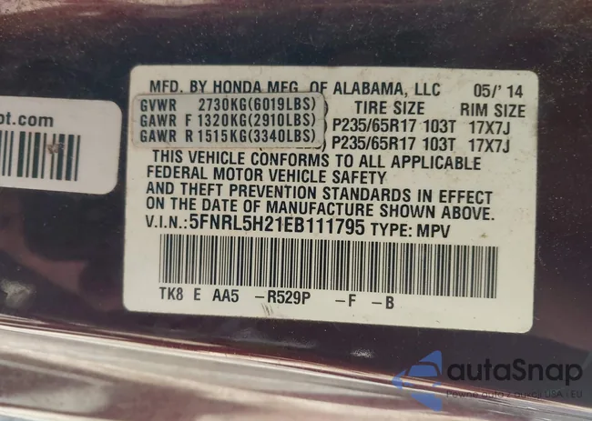5FNRL5H21EB111795: 44190729