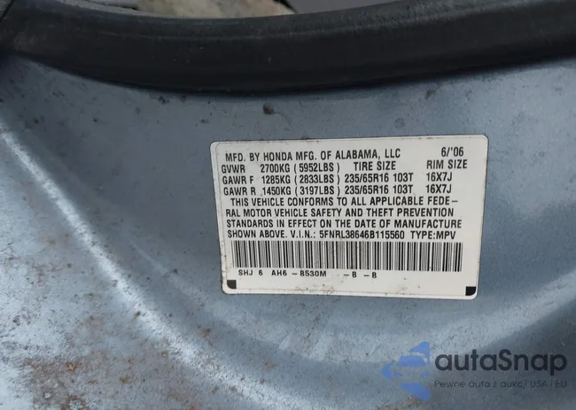 5FNRL38646B115560: 44190746