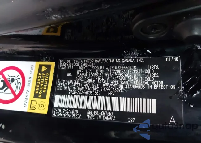 2T2BK1BA4AC061661: 44190811