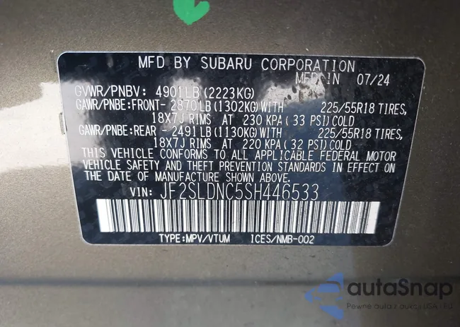 JF2SLDNC5SH446533: 44190836