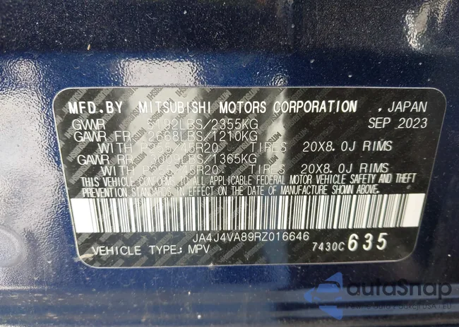 JA4J4VA89RZ016646: 44190860